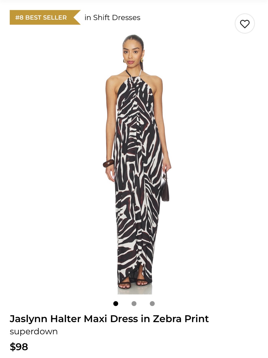 Superdown Jaslynn Halter Maxi Dress In Black & White Zebra Print
